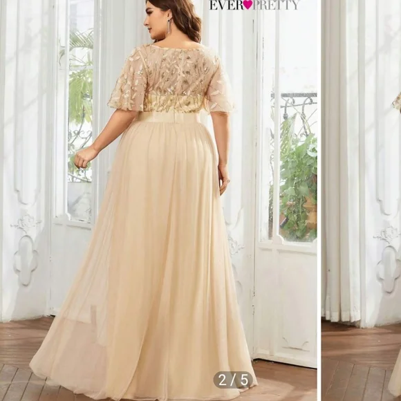 Ever pretty beige color sequin dress - Picture 2 of 11